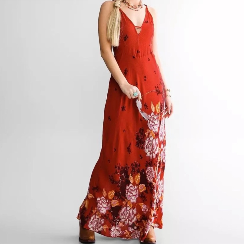 NWT - Free People Get To You Printed Maxi Floral Dress Scarlet - Various Sizes - Picture 4 of 8